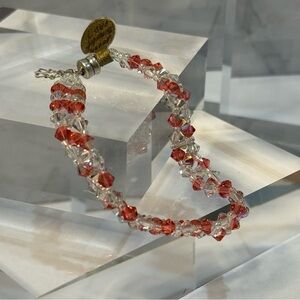NWT Handmade Braided Bracelet With Swarovski Crystals Magnetic Clasp (Rose AB)
